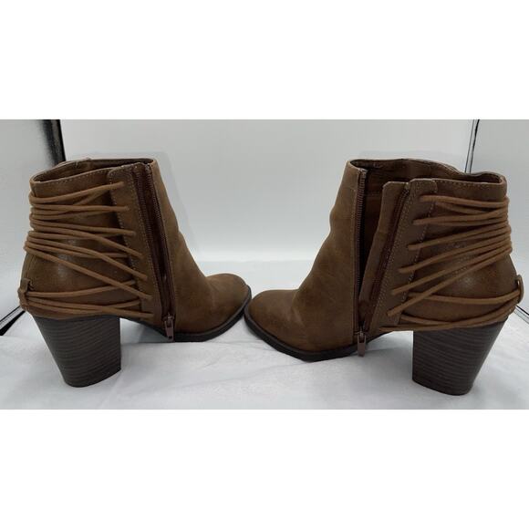 Candies Ankle Boots Heeled Brown Vegan Nubuck Booties Womens Size 9M Zipper - Picture 7 of 9